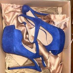 Blue Suede Prada Stilettos